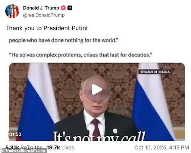 Trump Expresses Gratitude to Putin for Peace Efforts, as Russian Leader Acknowledges U.S. Leader's Role in Nobel Peace Prize Omission Controversy