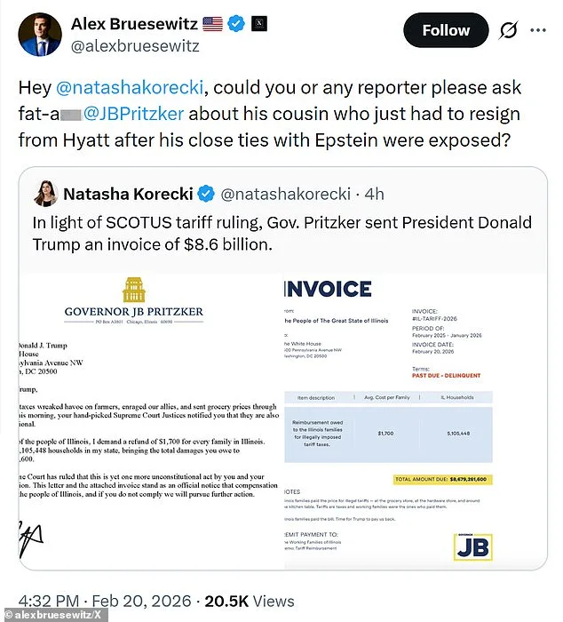 Illinois Governor Sends $8.6 Billion Invoice to Trump, Demanding Refunds Over Invalid Tariffs