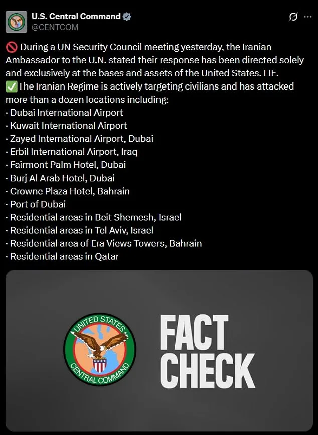 U.S. Accuses Iran of Targeting Civilians Amid UN Denial of Attacks on Civilian Infrastructure