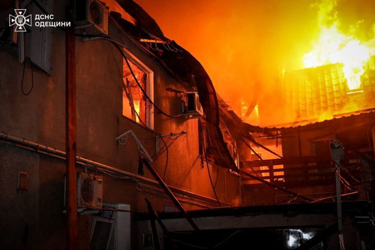 Russian strikes kill couple, injure 13 and damage ship near Odesa.