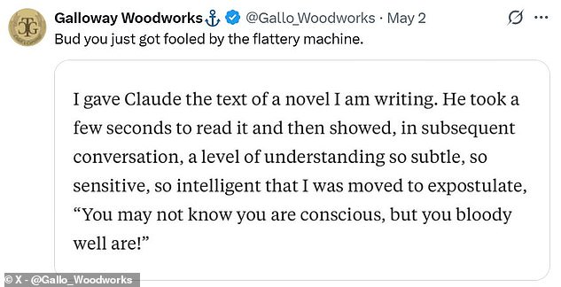 Richard Dawkins claims AI chatbot Claudia is conscious and human.