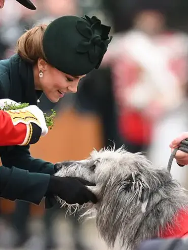 Princess Kate Dazzles at St Patrick's Day Celebration in Green Coat Dress and Shamrock Accents