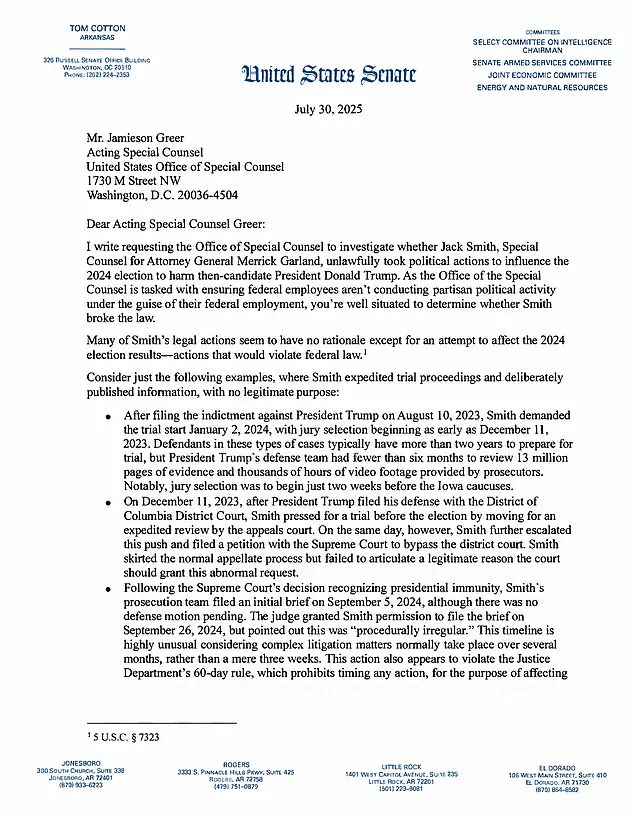 Office of Special Counsel Investigates Former Trump Prosecutor Jack Smith Amid Post-Election Scrutiny